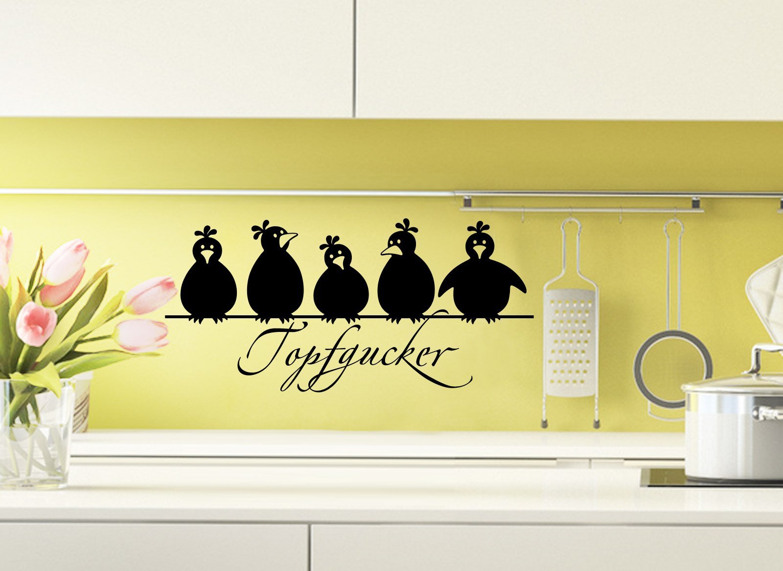 Наклейка на стіну Grandora W862 Pot Gazer 5 Birds 58 x 27 см Чорна, фото №3