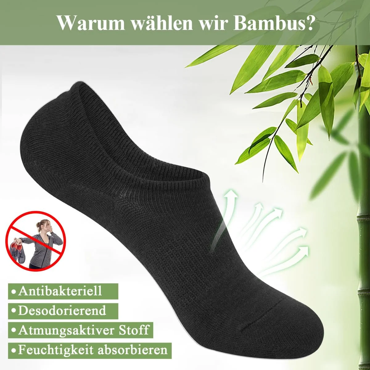 Спортивные носки Мужские Женские Бамбуковые Носки-следки 8 пар Дышащие Спортивные Носки, фото №5