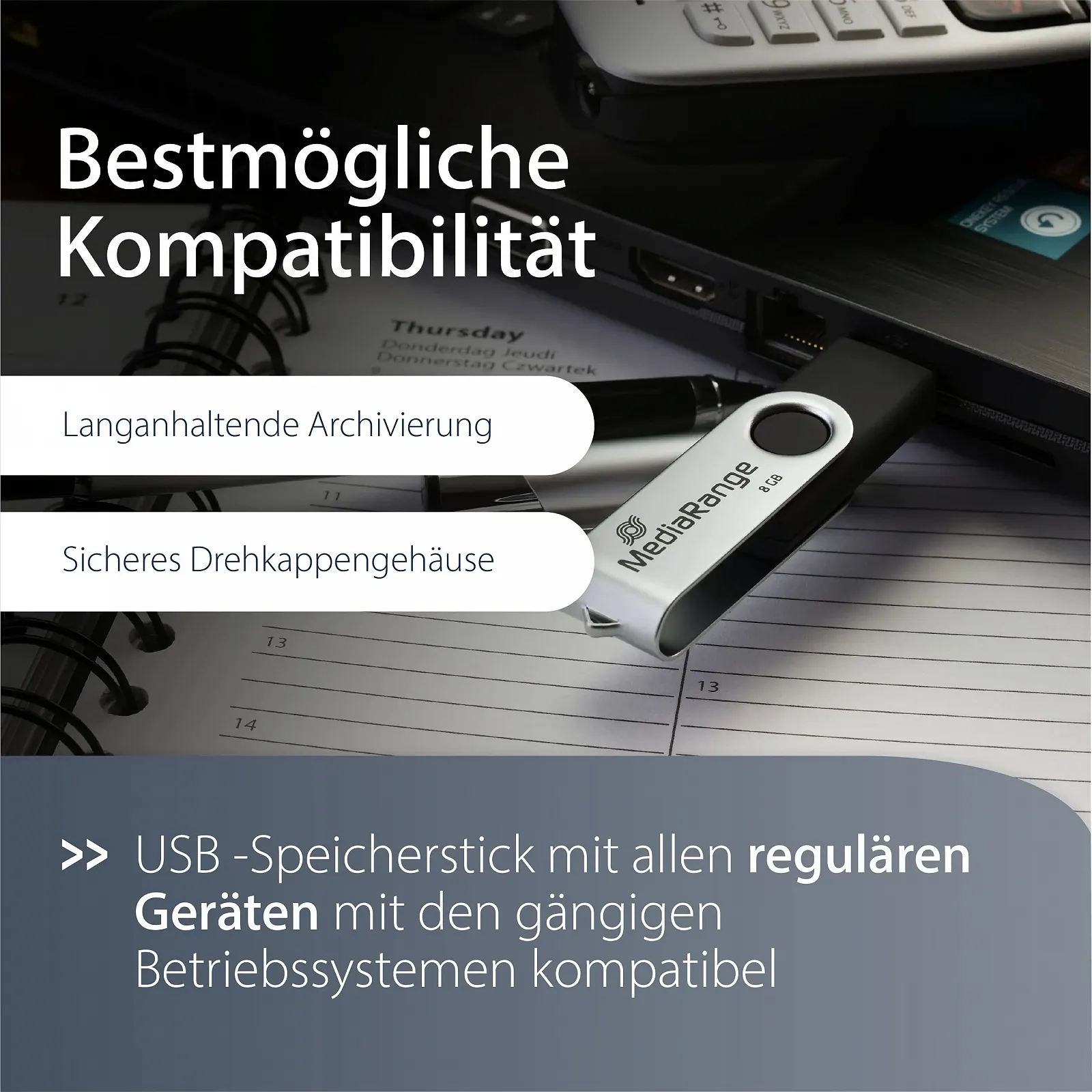 USB-флеш-накопичувач MediaRange 8GB Grey, фото №4
