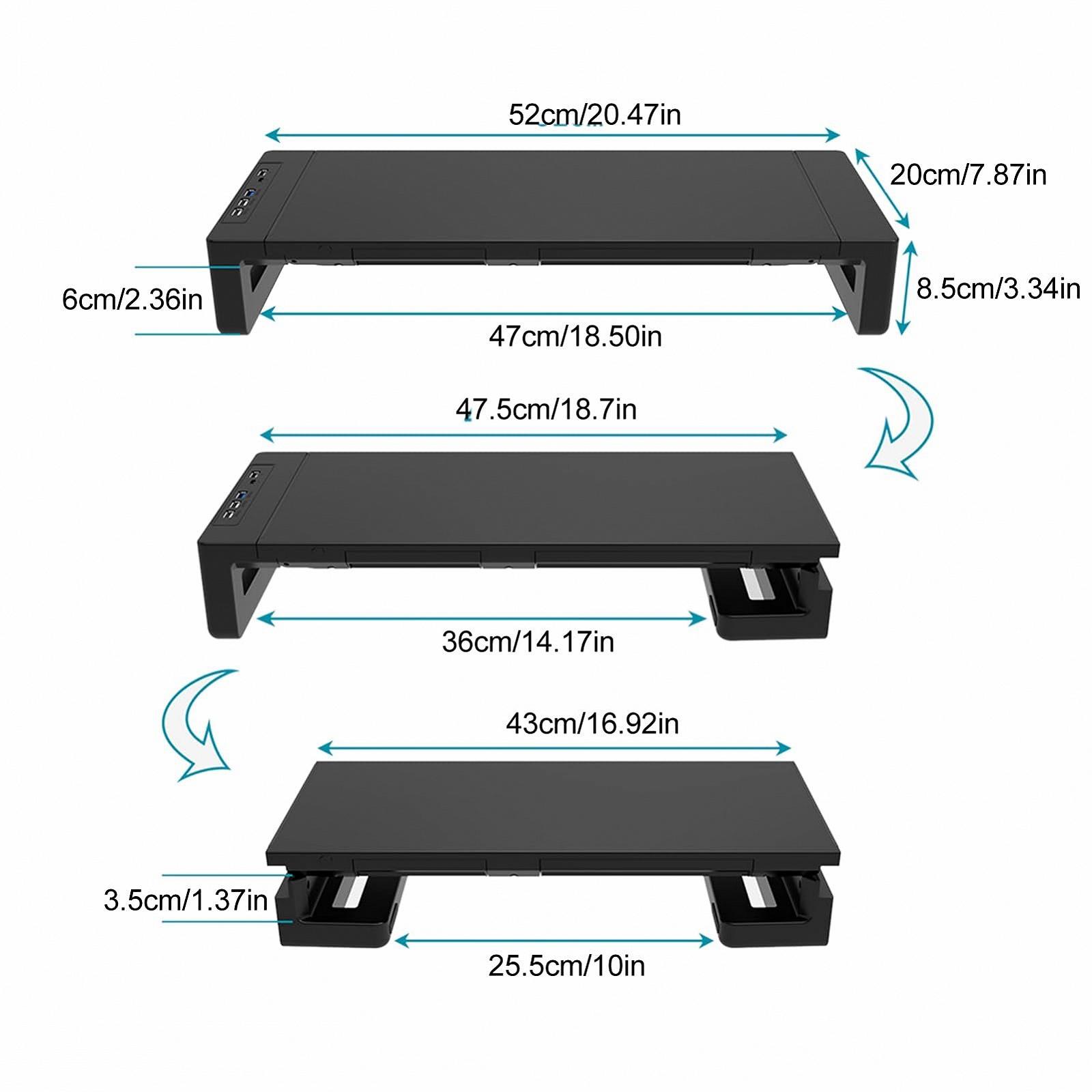 Подставка для монитора с USB 3.0, быстрая зарядка 8-в-1, выдвижной ящик, держатель для телефона, органайзер для стола, для настольного компьютера, ноутбука, офиса, фото №7