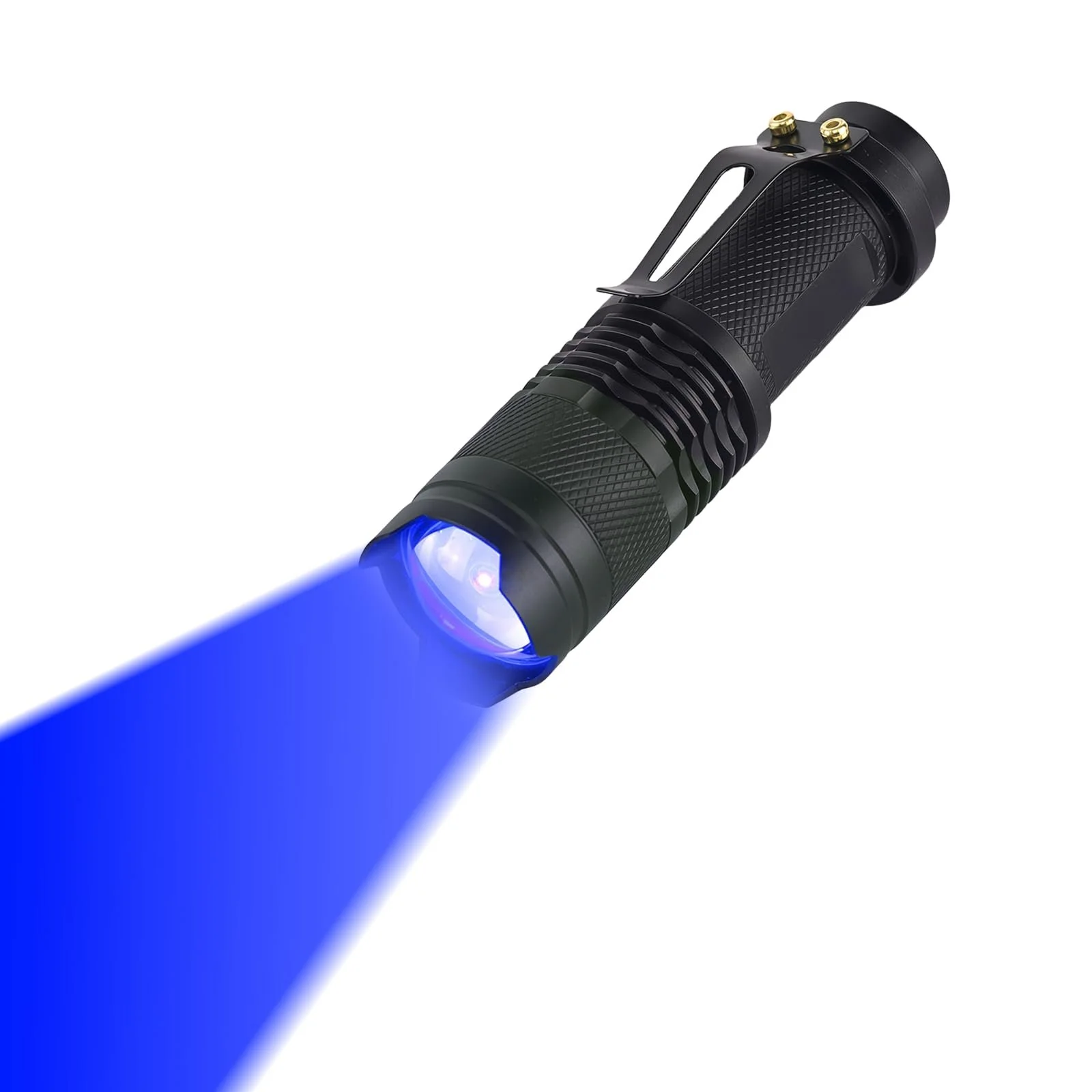 Ліхтарик Міні LED Blue Light 3 режими Zoomable з кліпсою Синій, фото №1