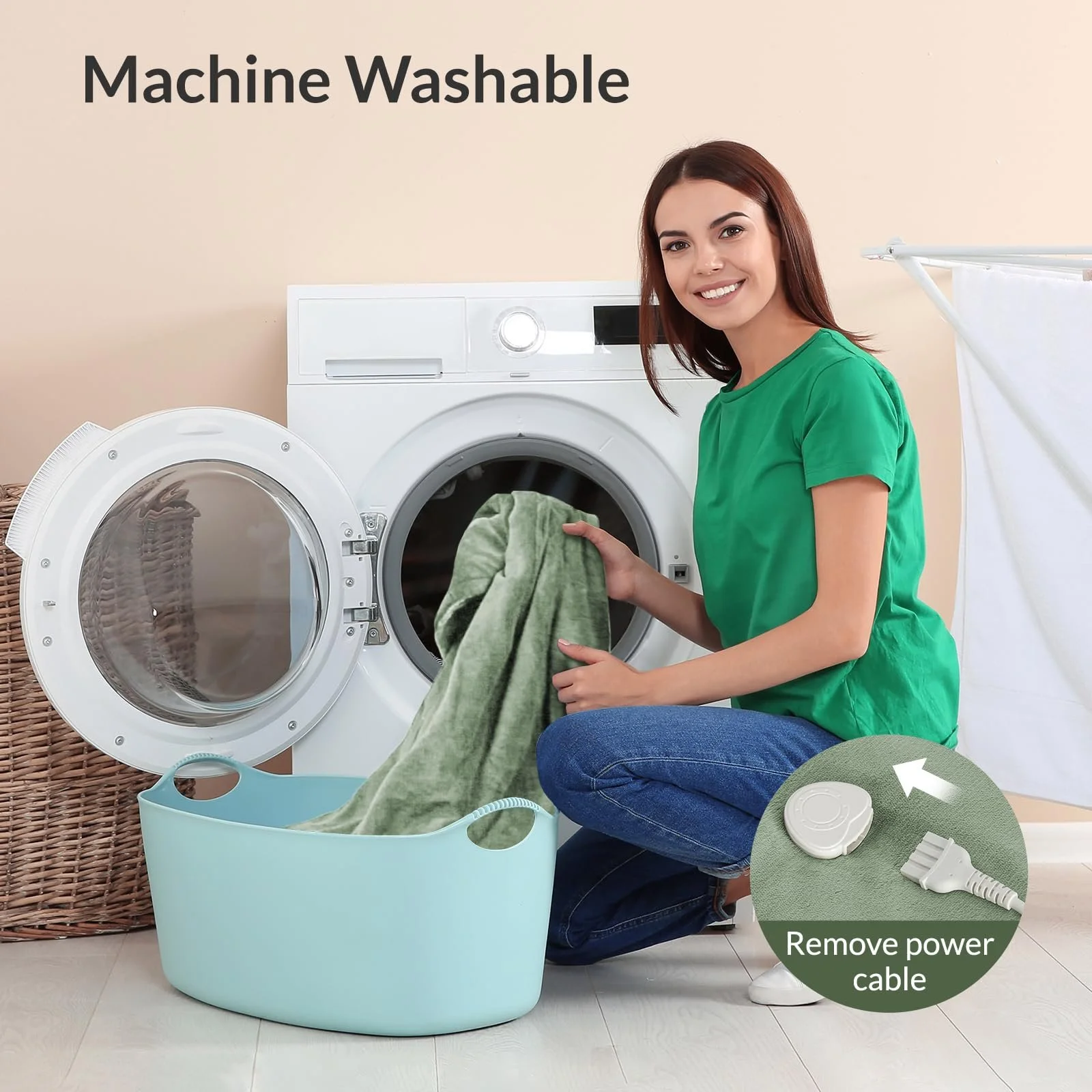 Електрична ковдра Todeco Flannel 180 x 130 см Зелений, фото №5 Електрична ковдра Todeco Flannel 180 x 130 см Зелений, фото №5