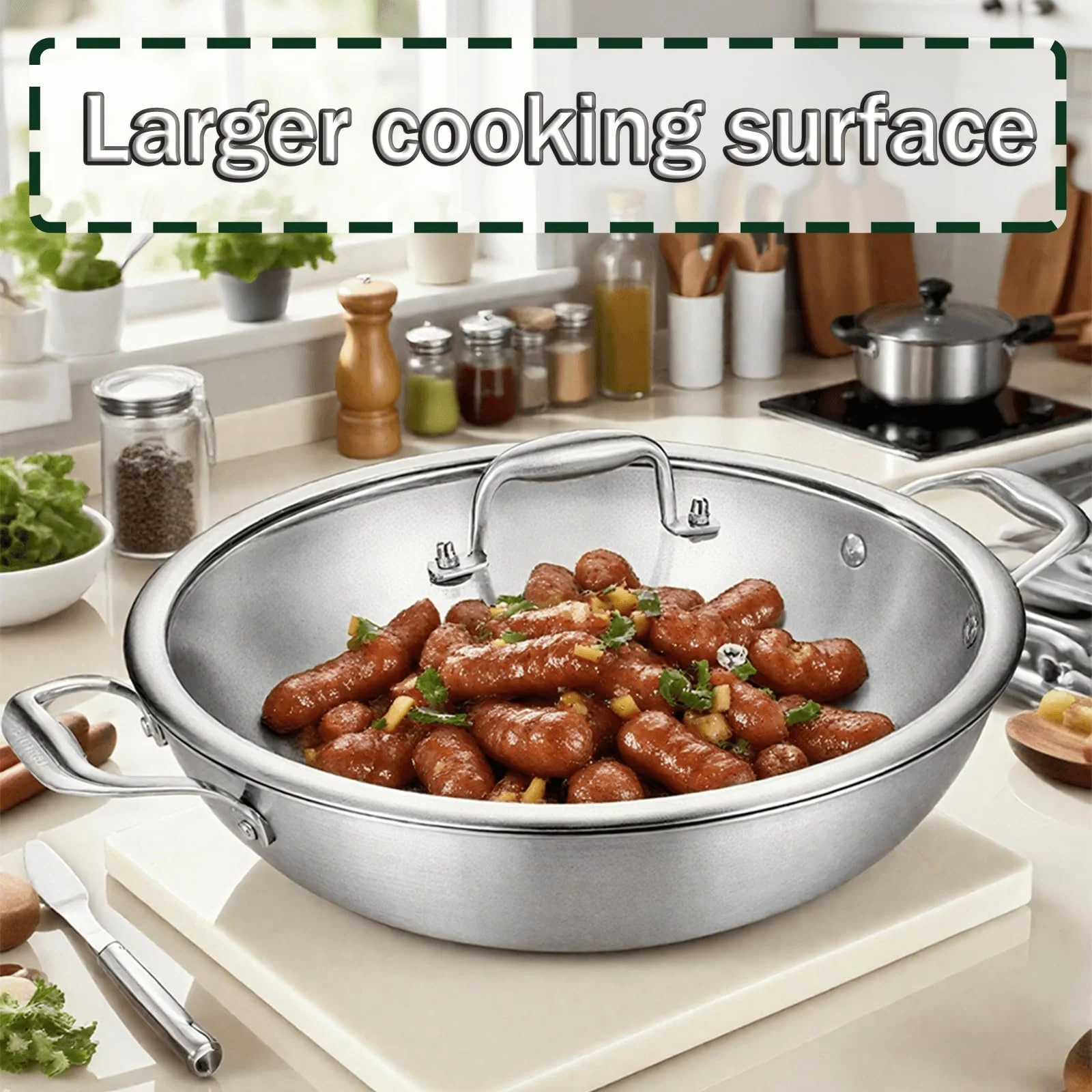 Сковорідка DELARLOCHEF Нержавіюча сталь 30 см з кришкою, фото №5