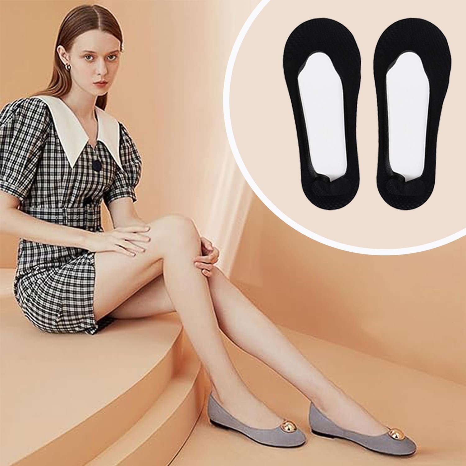 Женские носки-невидимки Без бренда 6 пар Цвета: черный, белый, телесный, фото №5