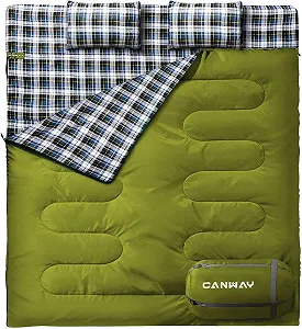 Купити Подвійний спальний мішок CANWAY 220 x 150см з 2 подушками Flannel Green - Фото 1 Подвійний спальний мішок CANWAY 220 x 150см з 2 подушками Flannel Green - Фото 1