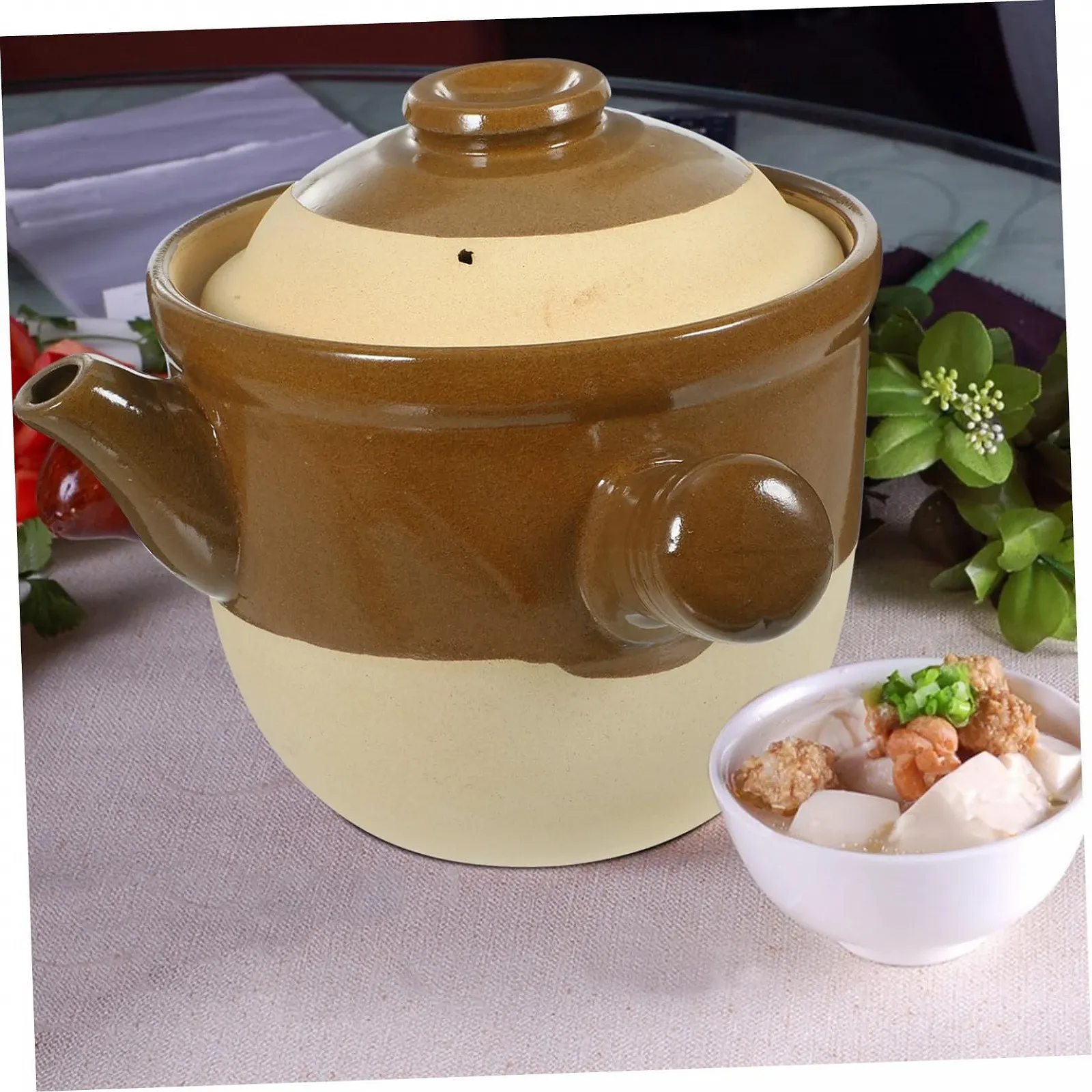 Глиняный горшок NUOBESTY традиционный для плиты и открытого огня термостойкий малый с ручкой, фото №7