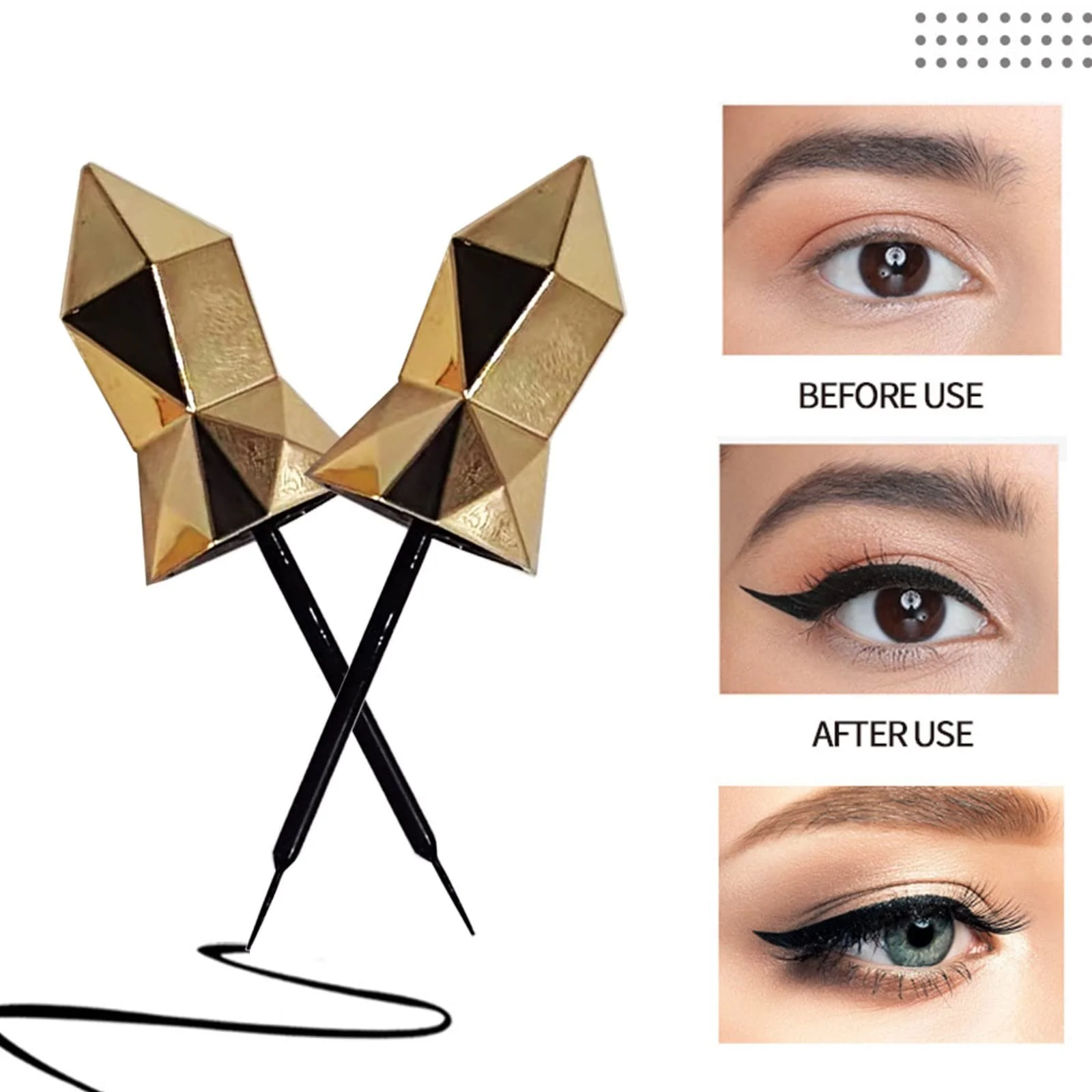 Підводка для очей у маленькому золотому тюбику, ультратонка, швидковисихаюча, чорна, фото №6