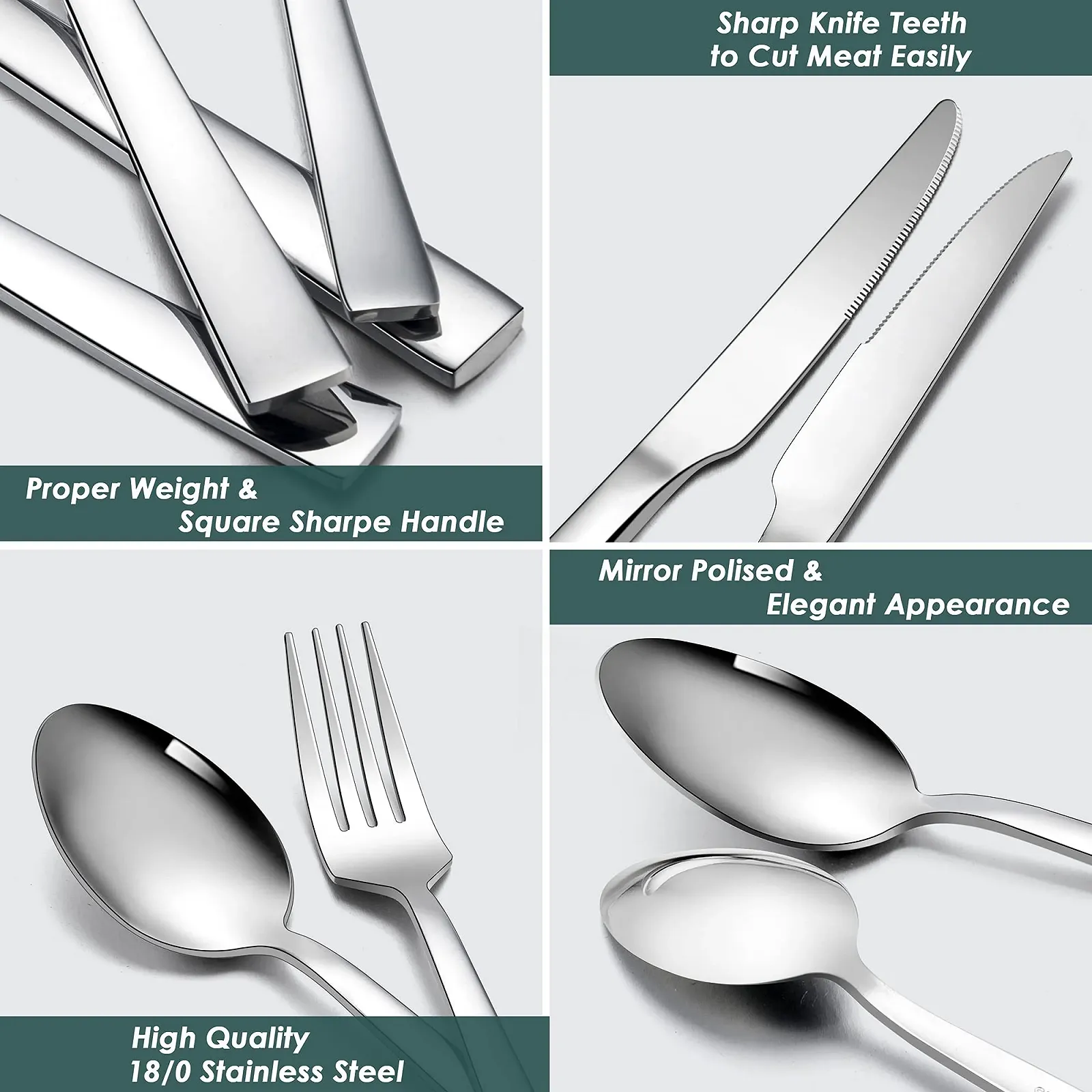 Набір столових приборів Herogo, 32 предмети для 8 осіб, з нержавіючої сталі, фото №3 Набір столових приборів Herogo, 32 предмети для 8 осіб, з нержавіючої сталі, фото №3