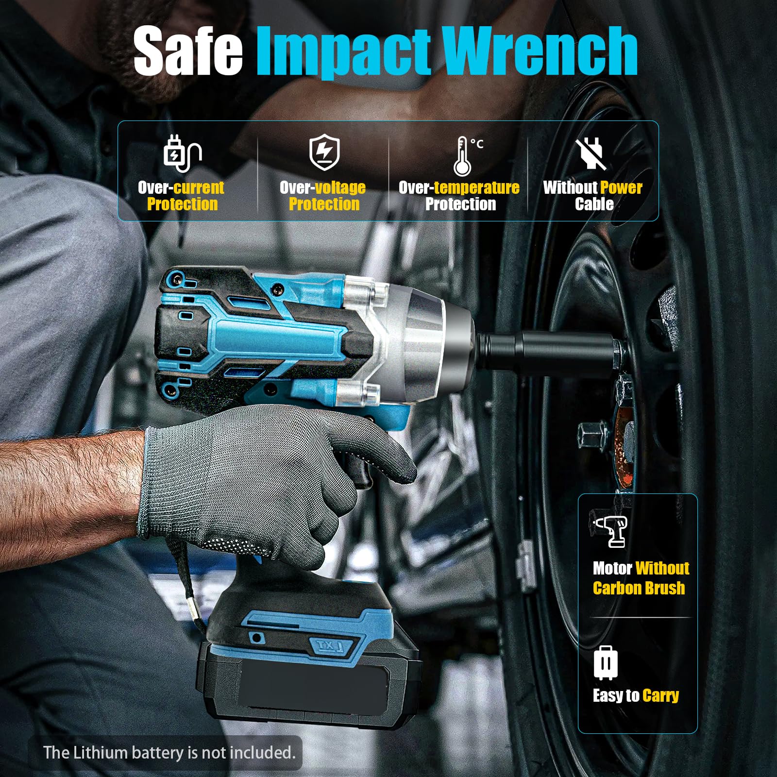 Гайковерт FUROMG Аккумуляторный Бесщеточный Ударный Шуруповерт 18 В 1/2 Дюйма Квадратный Привод 350N (Аккумулятор и Зарядное Устройство Не Включено), фото №3