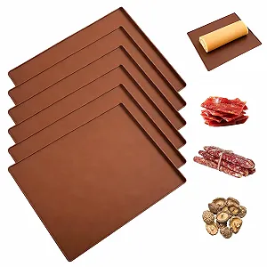 Силіконові килимки для дегідратора та випікання з бортиками 31 x 26 x 0.8 см 6 шт. Кавовий - Фото 1