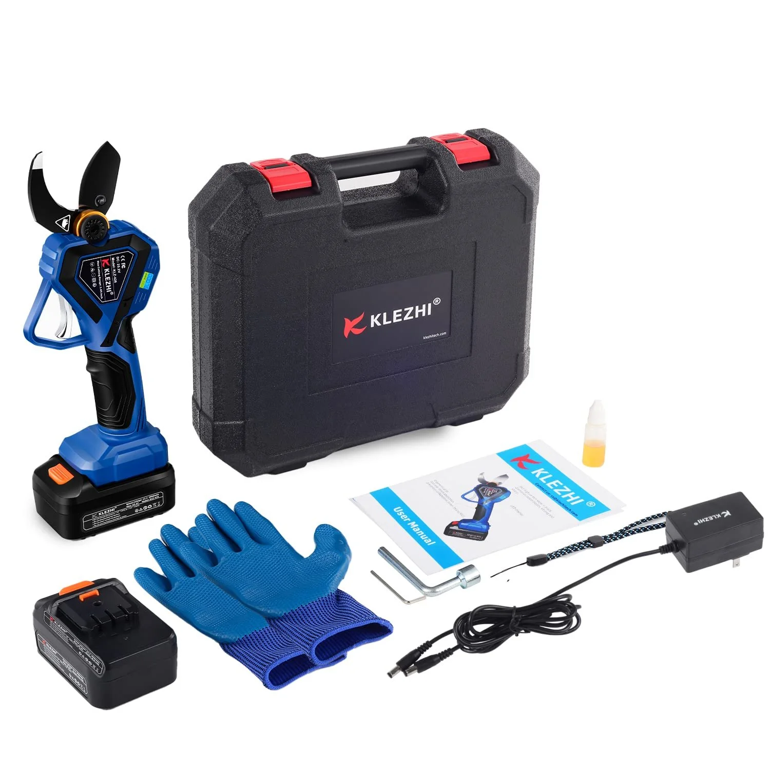 Секатор K KLEZHI 42 мм, акумуляторний, електричний, зі світлодіодом, DLC-покриттям, 2 x 2Ah літієві акумулятори, 25.2 V, фото №8