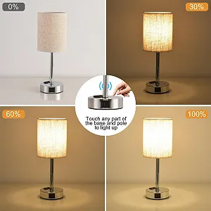 Настільна лампа LED Набір 2 шт. Сенсорна USB A+C Бежевий synthetic.ua - Фото 1