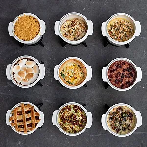 Гусятниця для запікання сиру Boska Cheese Baker L кругла з підставкою та свічкою Біла та чорна synthetic.ua - Фото 1