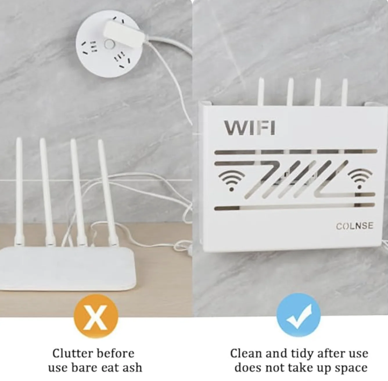 Полиця-тримач для роутера настінна COLNSE L Білий, фото №2