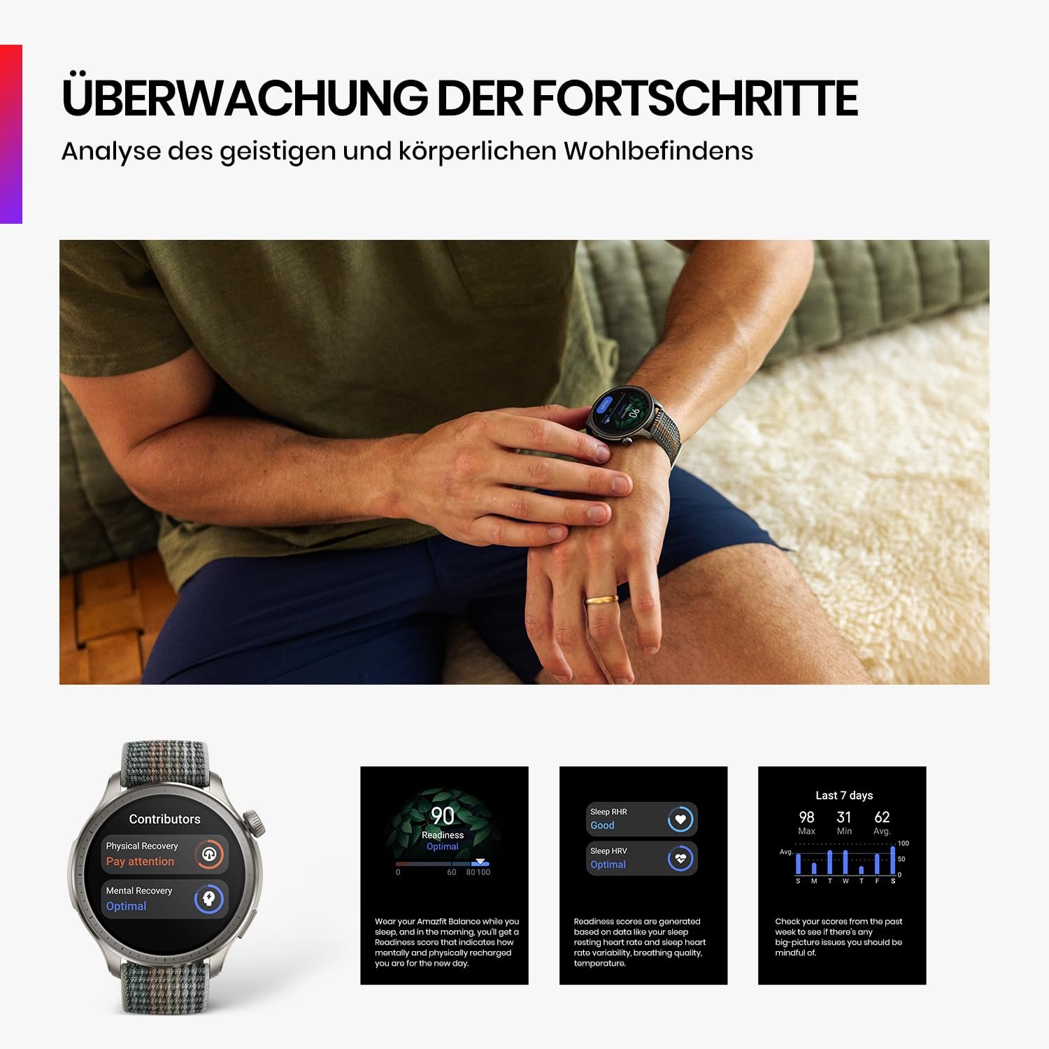 Смарт-годинник Amazfit Balance 46мм, безконтактна оплата NFC, AI фітнес-тренер, 14 днів роботи батареї, моніторинг сну та здоров'я, GPS, 150 спортивних режимів, Bluetooth дзвінки для Android і iPhone, фото №4