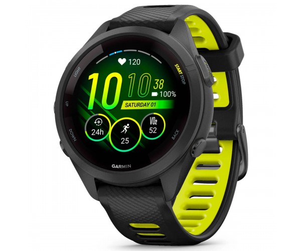 Смарт-годинник Garmin Forerunner 265S Black Bezel and Case with Black/Amp Yellow Silicone Band (010-02810-53), фото №1