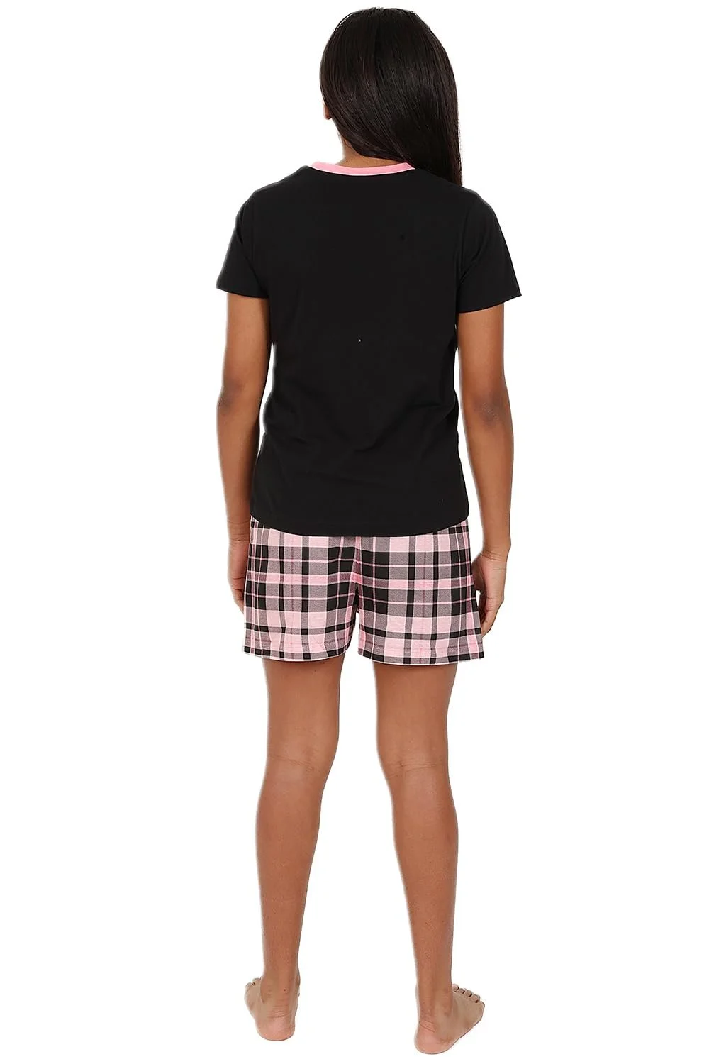 Піжама Шорти для дівчат Чорний & Рожевий Тартан, фото №5 Піжама Шорти для дівчат Чорний & Рожевий Тартан, фото №5