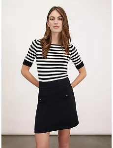 Свитер Motivi Slim в полоску Черный Осень Зима 24 synthetic.ua - Фото 1