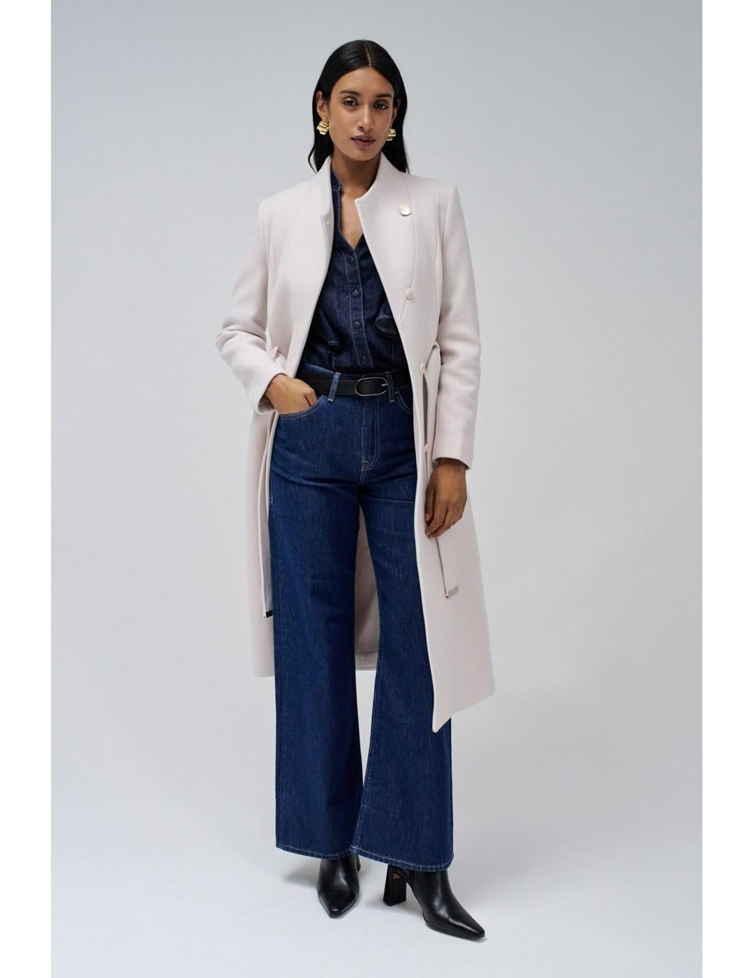 Пальто Salsa Jeans Довге Тканинне з Поясом, фото №5