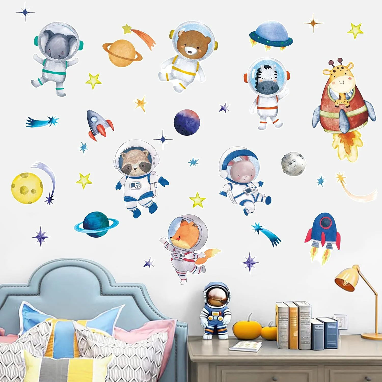 Наклейка на стіну HPNIUB Animals Astronaut 134 x 40 см Light Colour, фото №4