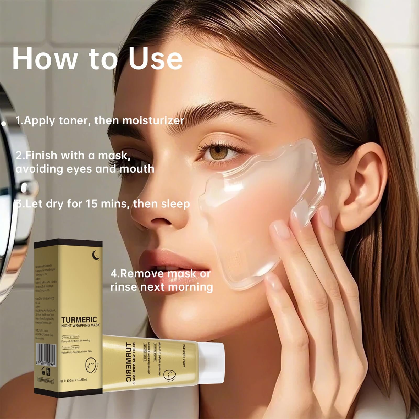 Маска-плёнка Eazerom 10 Turmeric для лица, лифтинг, упругость, увлажнение, против морщин, для сияющей кожи, фото №2