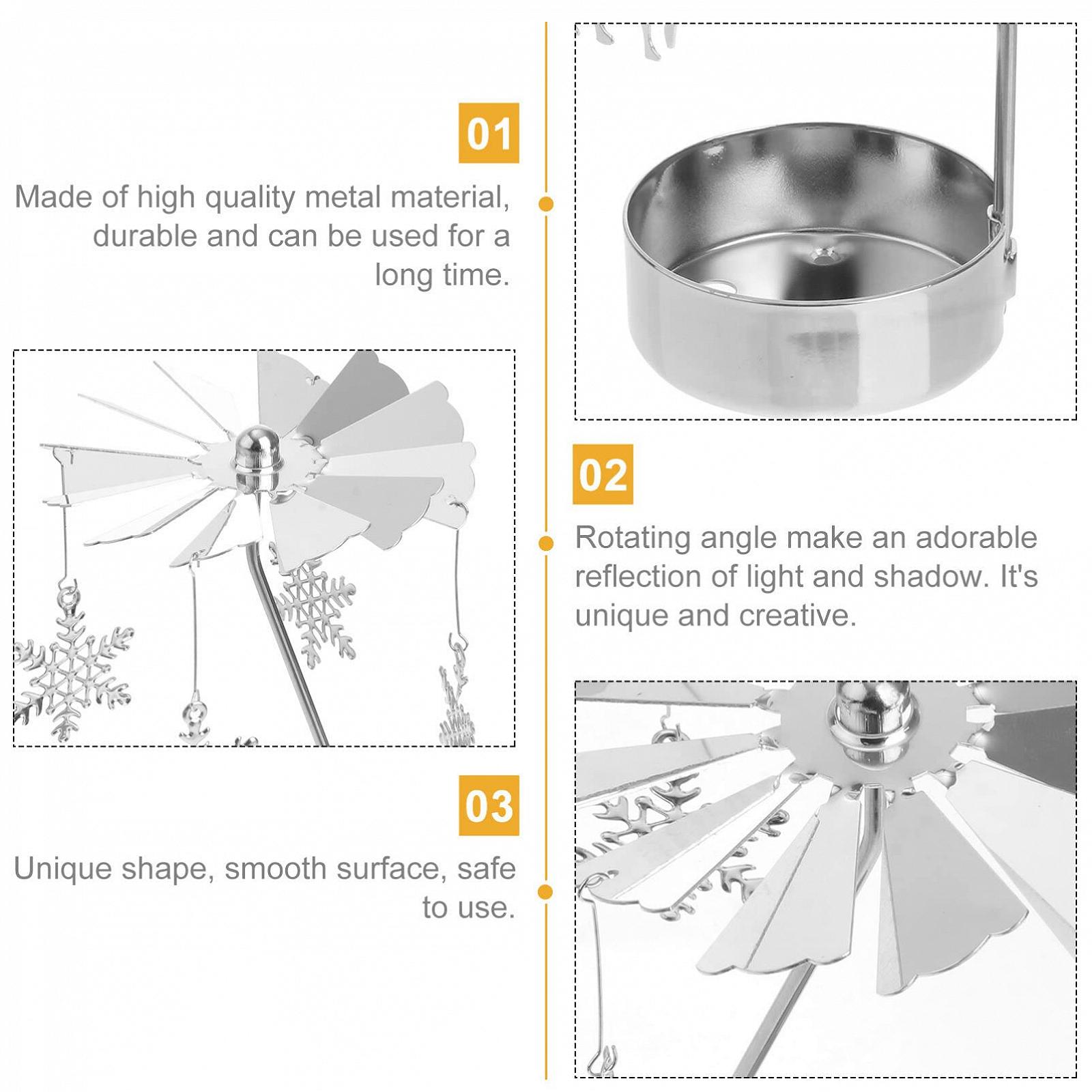 Набор Uonlytech 3 Вращающиеся Подсвечники Рождественские Свечи Олень Елка Снежинка Пауки Подставка для Подсвечников Чайные Свечки, фото №2