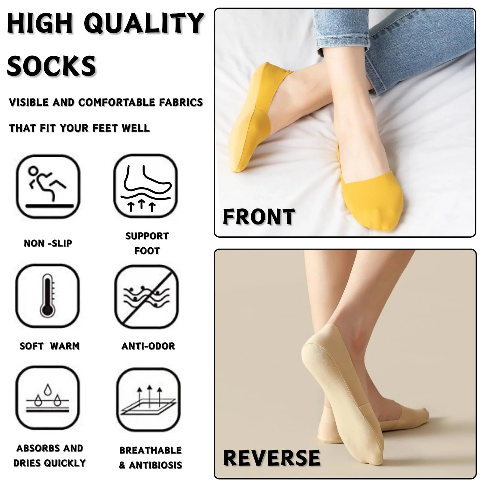 Носки KEYRI, 9 пар, женские, невидимые, для кроссовок, без следа, противоскользящие носки с силиконовой подушечкой, короткие полуноски, фото №5