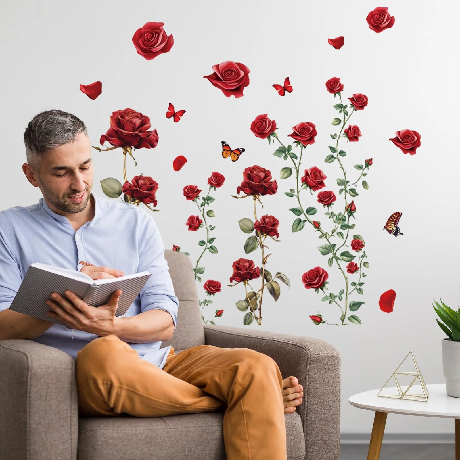 Наклейки на стіну Red Rose Квіти та метелики Вінілові 67 x 67 см, фото №4