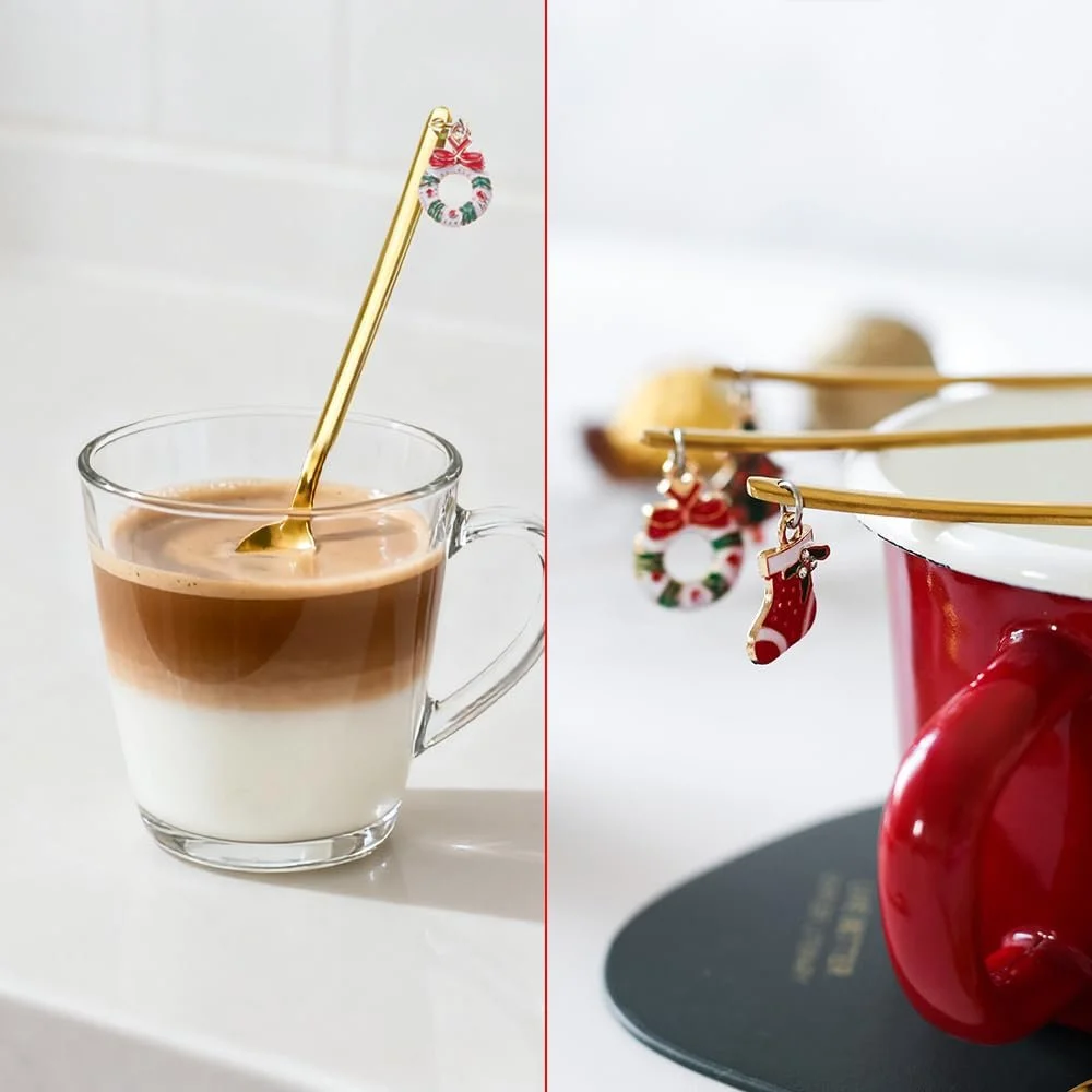 Ложка YunBey Christmas, набір 6 штук, золотиста нержавіюча сталь, фото №4