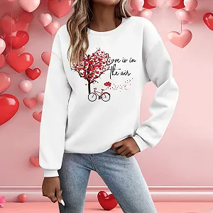 Vhersily Толстовка Женская Повседневная с принтом, Круглый вырез, Приталенный крой, Пуловер, С длинными рукавами, Свободная блуза synthetic.ua - Фото 1