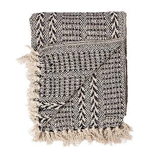 Плед Macosa SA85198 М'який Чорний Бежевий з візерунком 100% Бавовна 150 x 125 см з бахромою - Фото 1