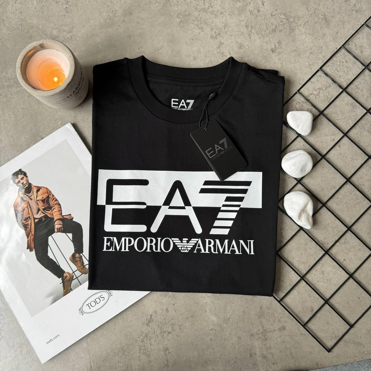 Мужская футболка черная Armani повседневная брендовая армани, фото №2