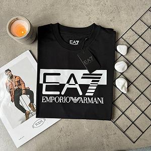 Мужская футболка черная Armani повседневная брендовая армани synthetic.ua - Фото 1
