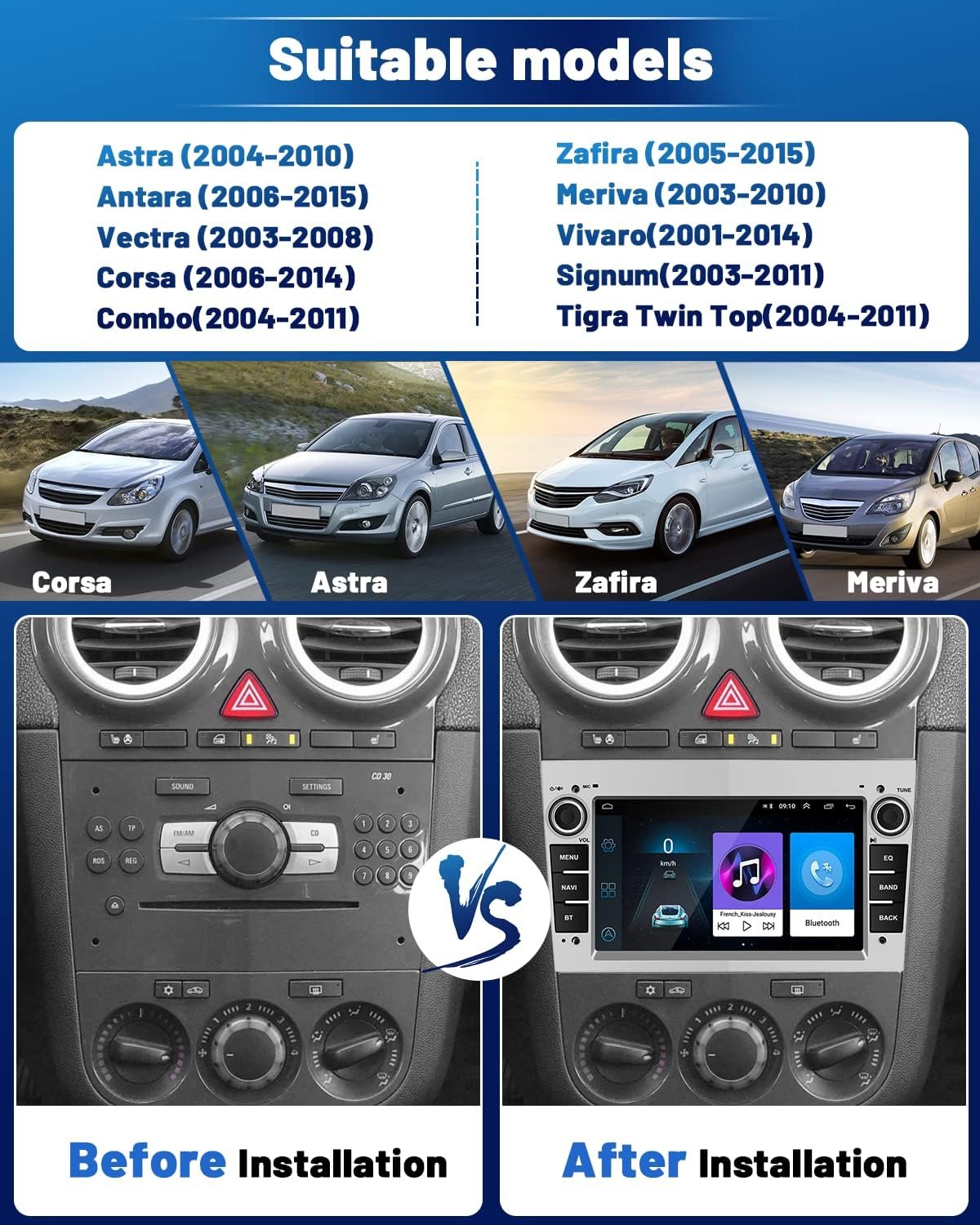 Штатная автомагнитола Hikity Opel Astra Antara Vectra Corsa Zafira Meriva / 7" / Сенсорная / Bluetooth / WI-FI / GPS / USB, фото №2