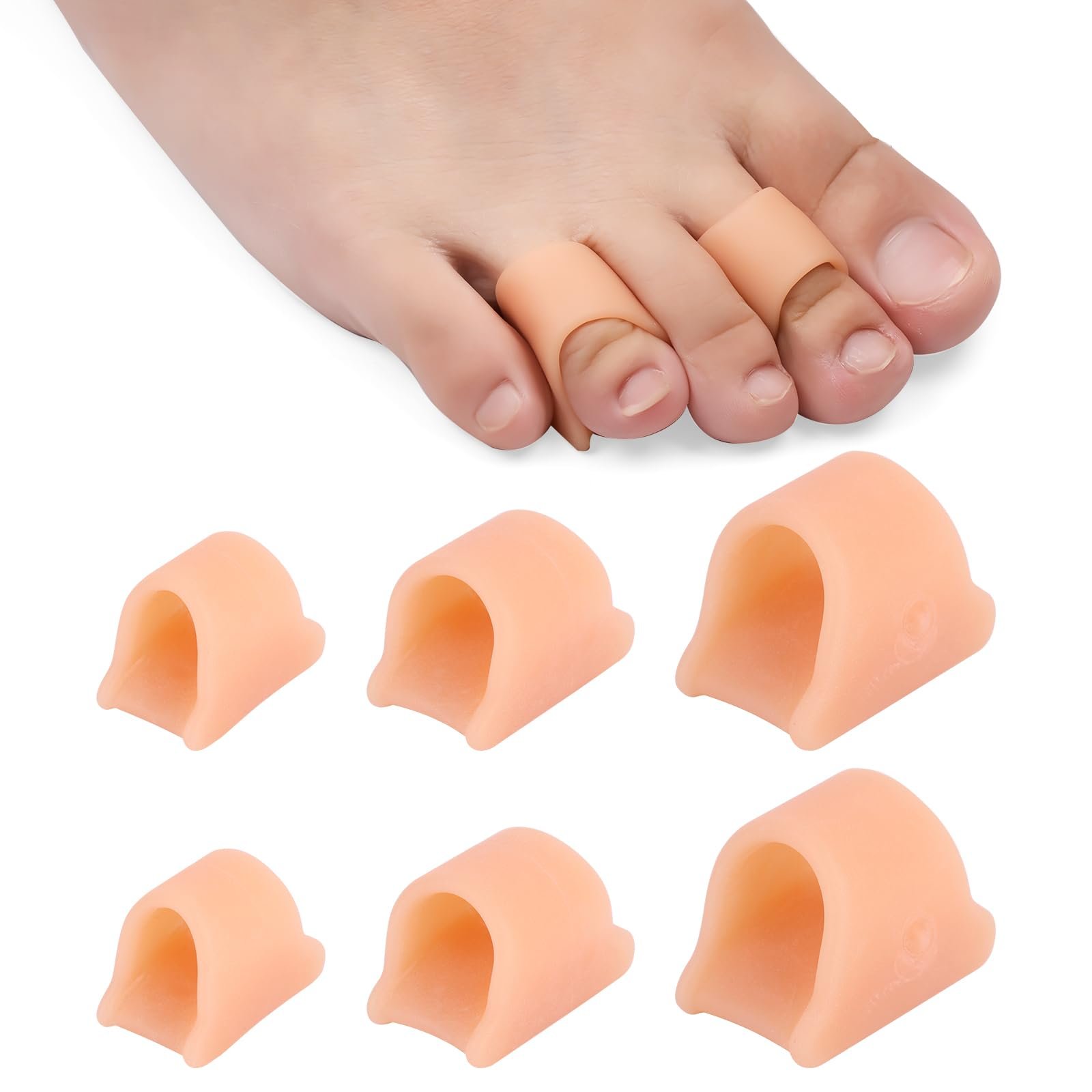 Випрямлячі для пальців ніг 6 шт., М’який гелевий коректор для випрямлення кривих пальців ніг (3 розміри), фото №1