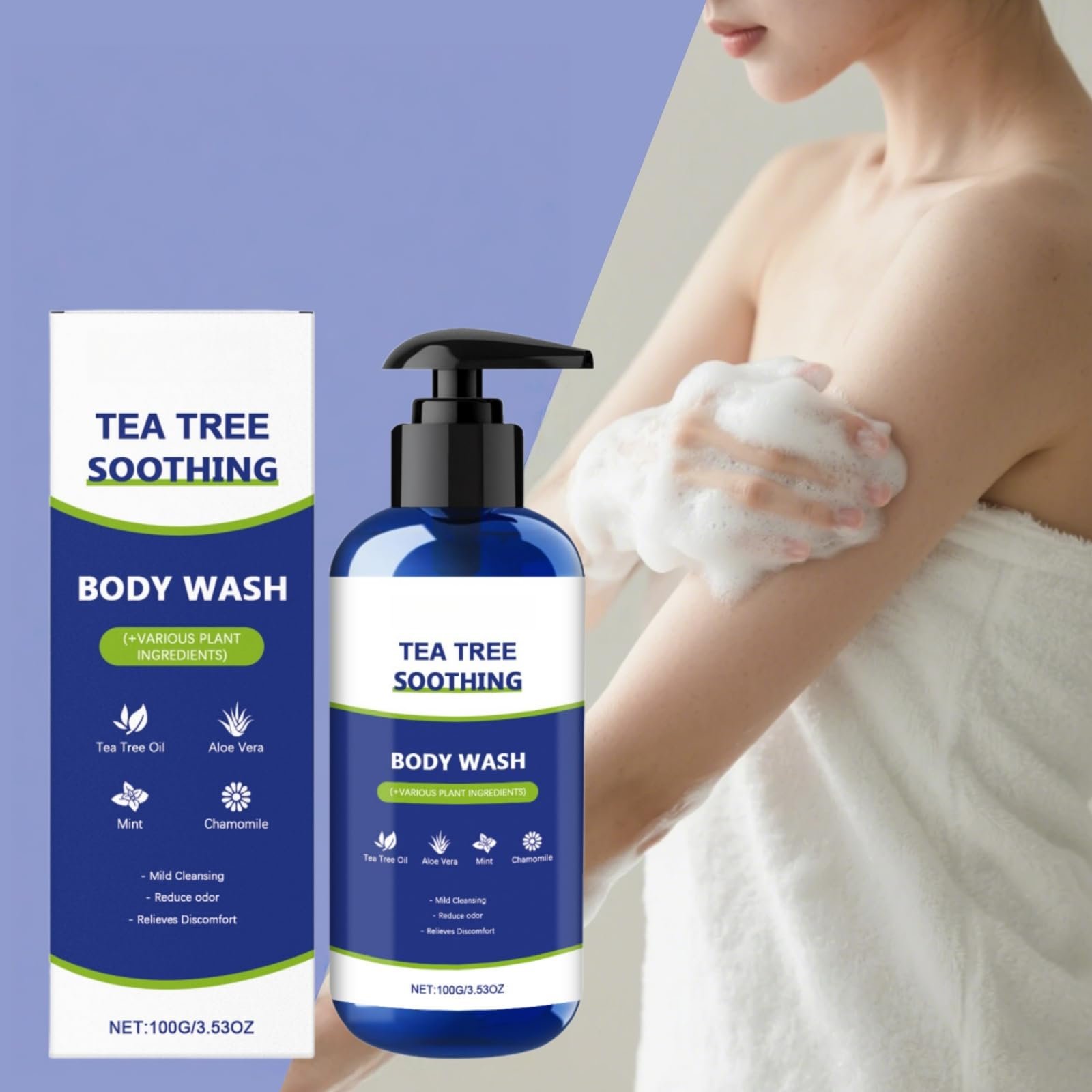Гель для душу Tea Tree Mint Зволожувальний Освіжальний для тіла та ніг для чоловіків та жінок 3 шт., фото №6