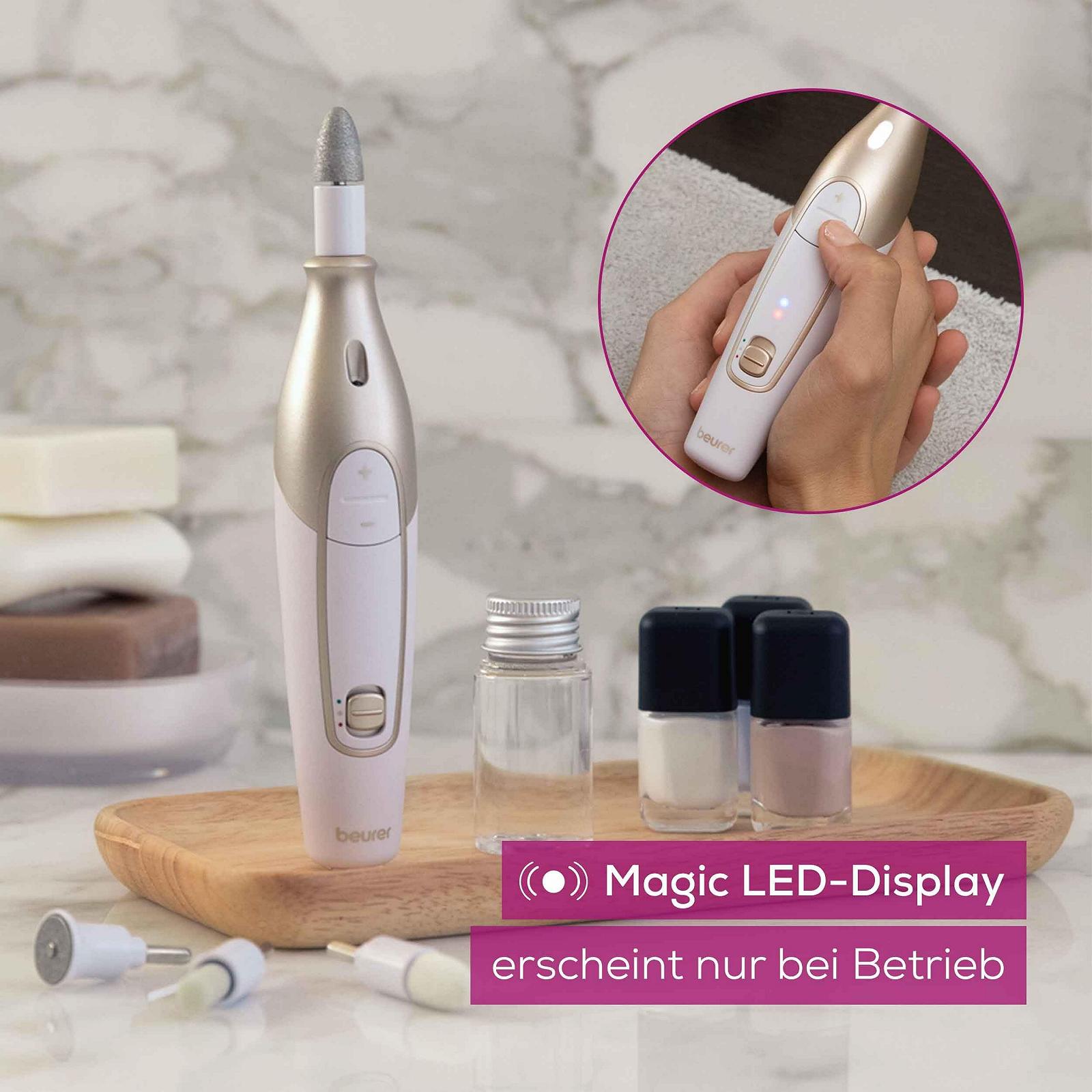 Електричний набір для манікюру / педикюру Beurer MP 62 з 10 насадками, LED підсвіткою та сумкою для зберігання, фото №4