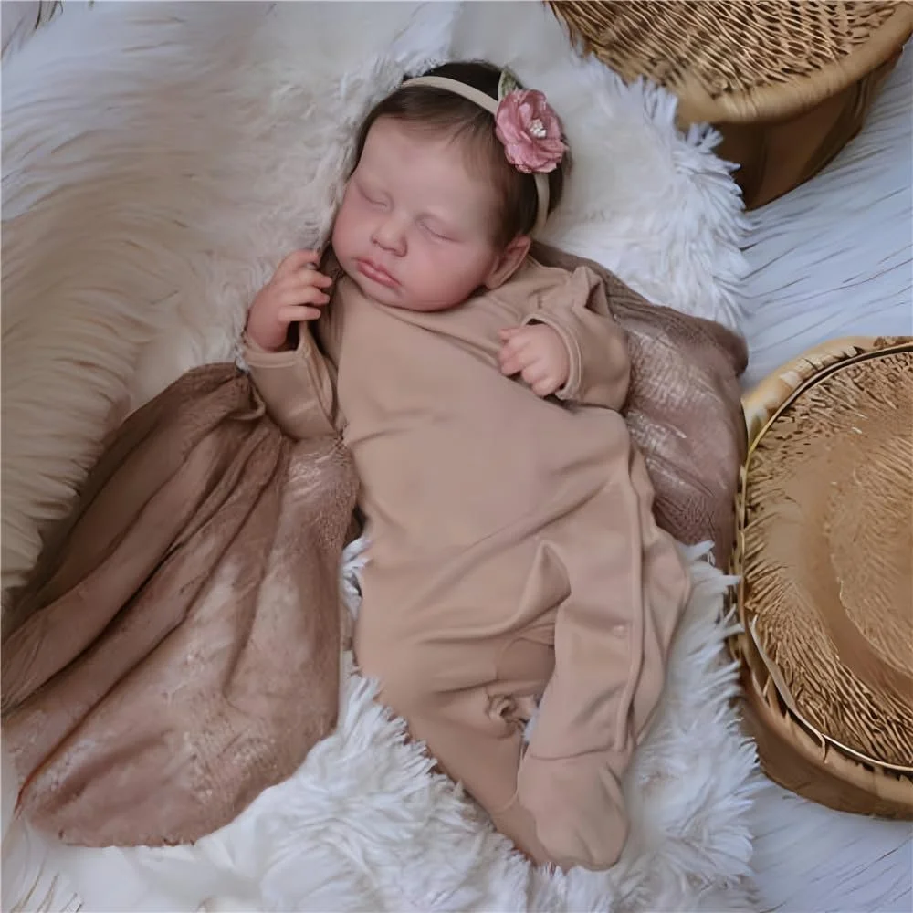 Кукла Реборн Девочка kgniess me 20 дюймов, ручная работа, мягкое виниловое тело, выглядит как настоящий ребенок, закрытые глаза, спящая девочка, фото №1