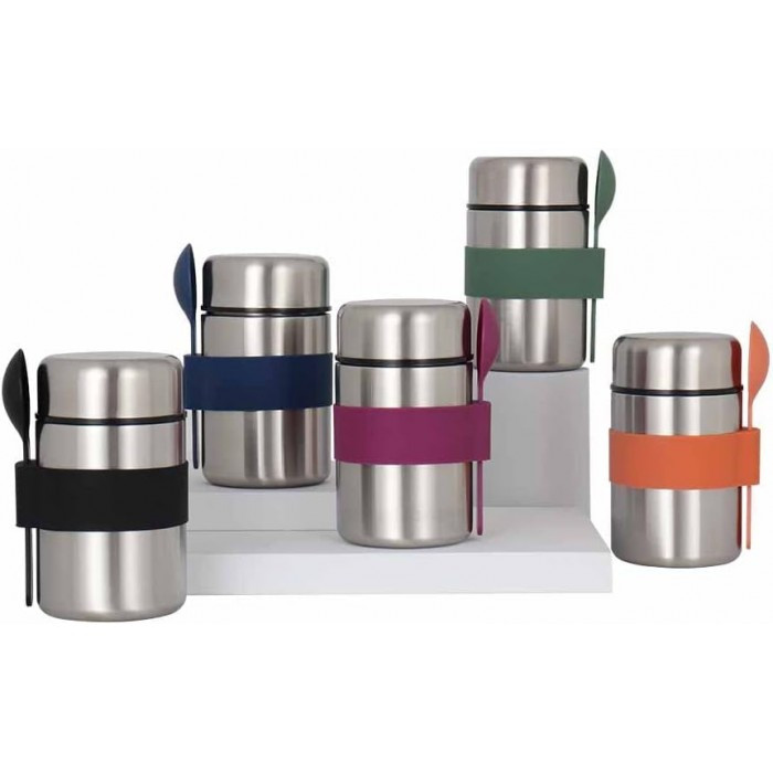 Металлический ланч бокс термос с ложкой Soup 400 мл Silver хаки, фото №3 Металлический ланч бокс термос с ложкой Soup 400 мл Silver хаки, фото №3