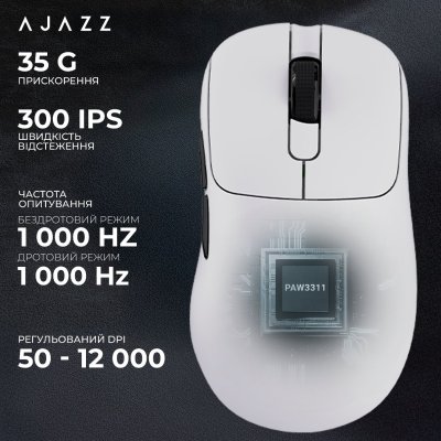 Мышка Ajazz AJ179P MC Charging Dock Wireless/Bluetooth/USB White (AJ179P-MC-W), фото №10 Мышка Ajazz AJ179P MC Charging Dock Wireless/Bluetooth/USB White (AJ179P-MC-W), фото №10