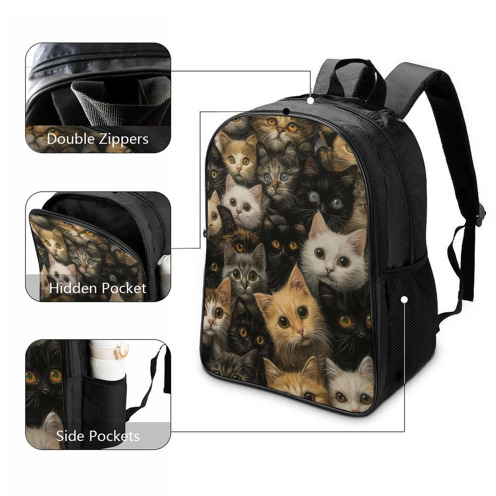 Рюкзак Школьный MXRMXR Cute Cat для Девочек Подростков для Начальной Школы Детский Повседневный 40 x 28 x 16 см, Стиль, фото №3