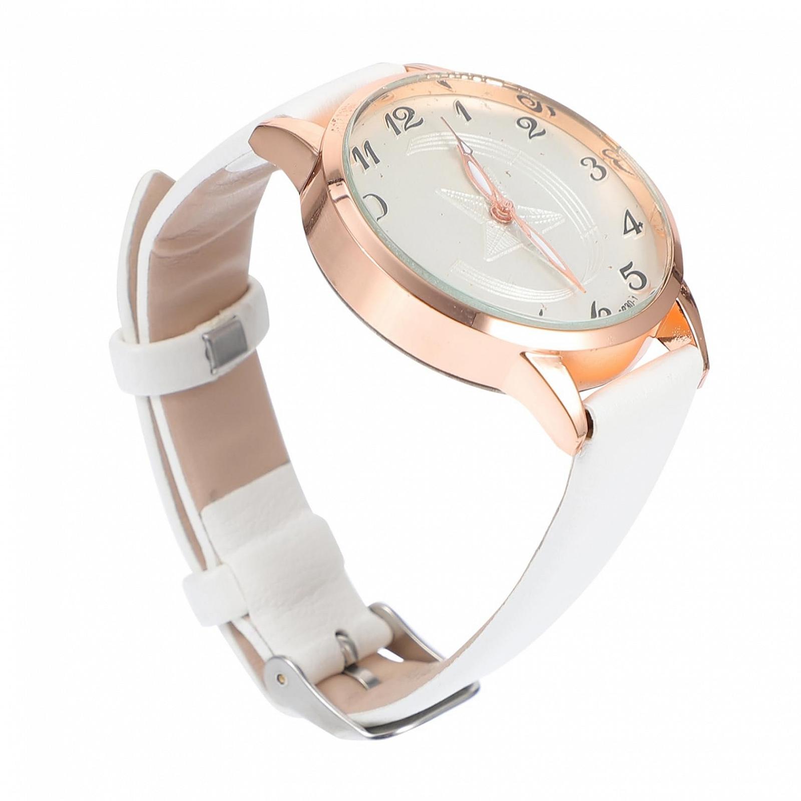 Женские Часы WRITWAA Золотые с Белым Ремешком из Искусственной Кожи PU, фото №1