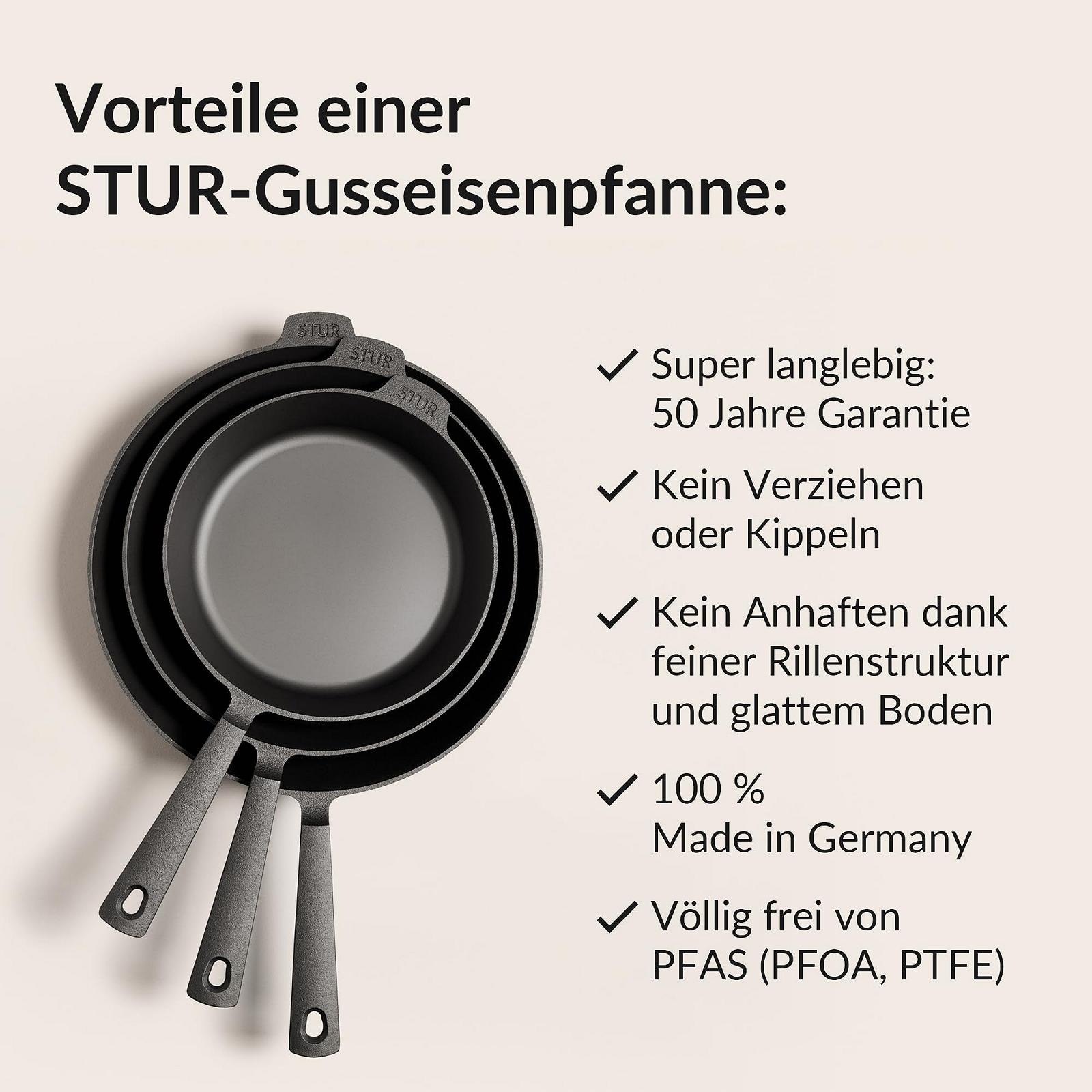 Набор сковород STUR Original Cast Iron 24 см и 28 см Чугунная сковорода, фото №6