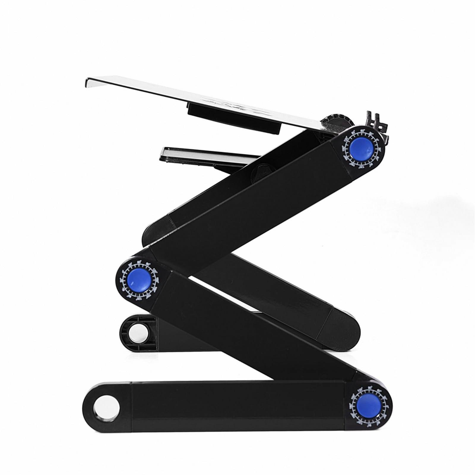 Подставка для ноутбука с вентилятором Регулируемая складная подставка-держатель для стола с охлаждающим вентилятором и панелью для мыши для дома, офиса, дивана-кровати (Черный), фото №4