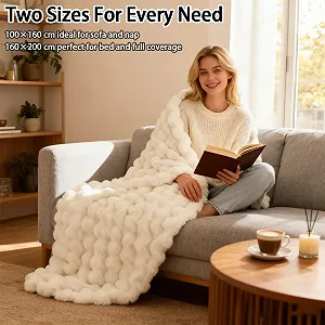 Покривало Bubble Cuddly, Пухнаста двостороння Покривало з фланелі та штучного кролячого хутра synthetic.ua - Фото 1