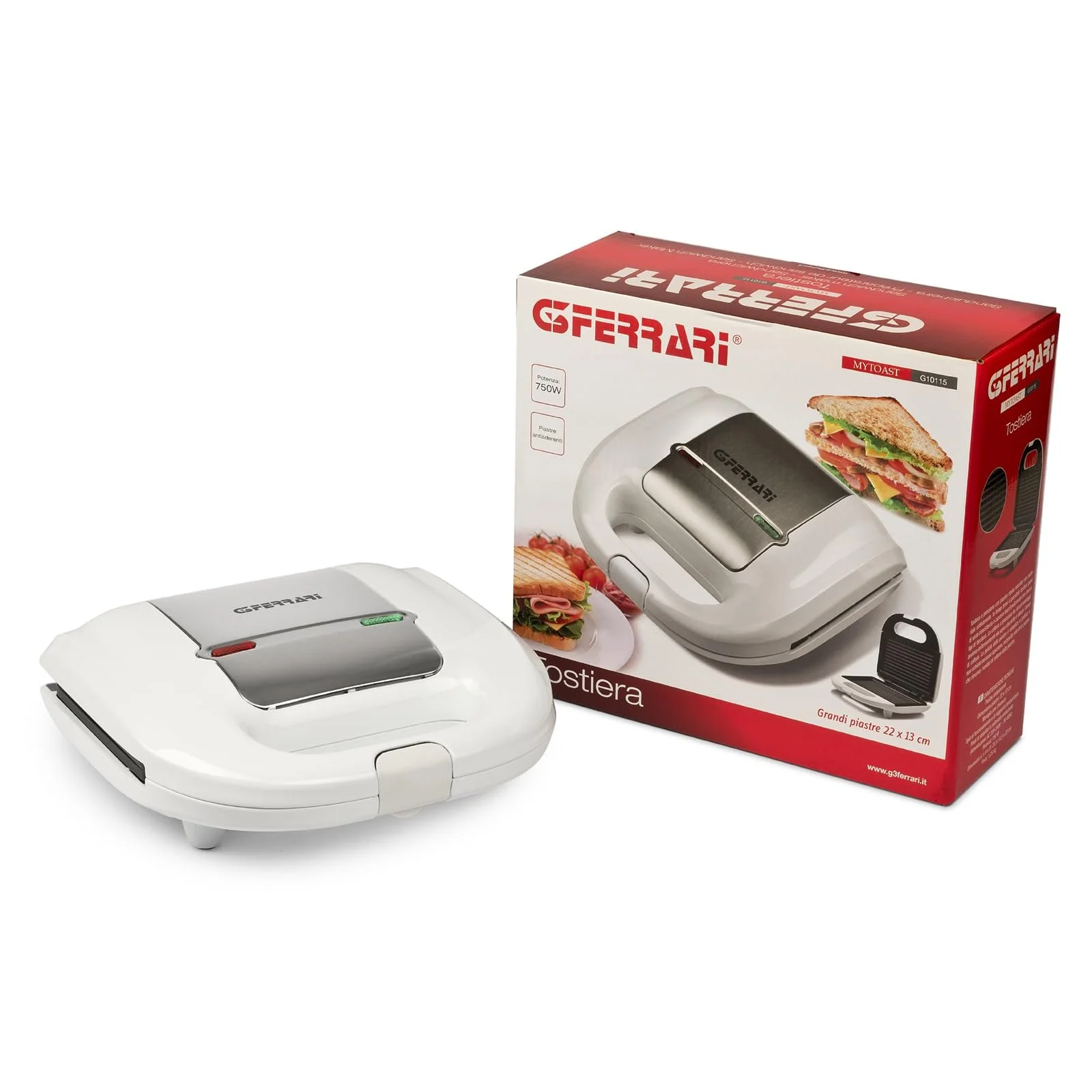 Тостер G3 Ferrari Mytoast G10115 750 Вт, антипригарні пластини, білий, фото №2