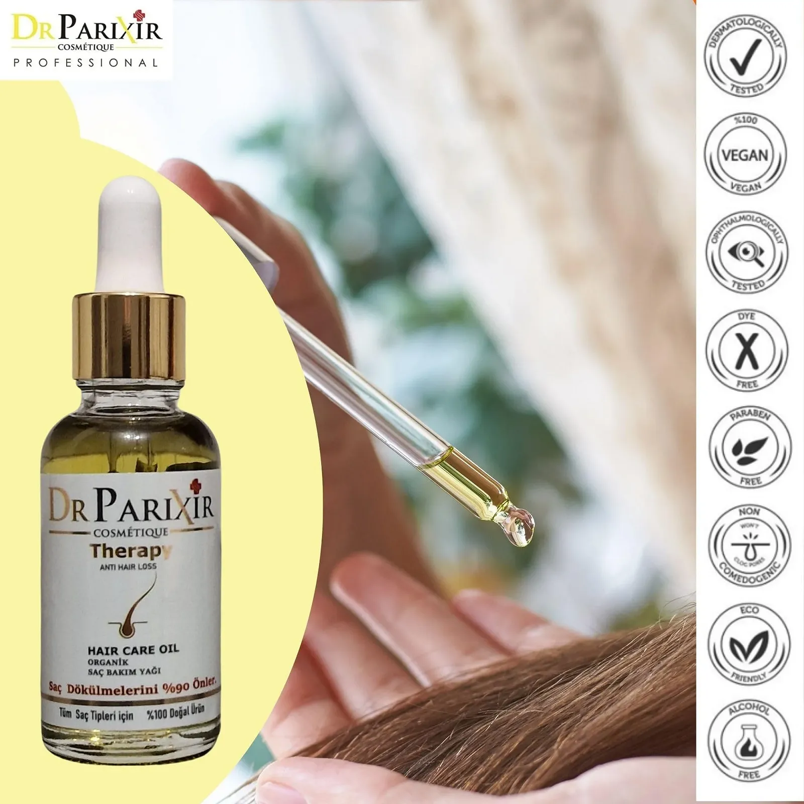 Сироватка Dr. Parixir & Sebamed проти випадіння волосся (30 мл) з оливковою олією, розмарином, медичний догляд за волоссям, фото №3