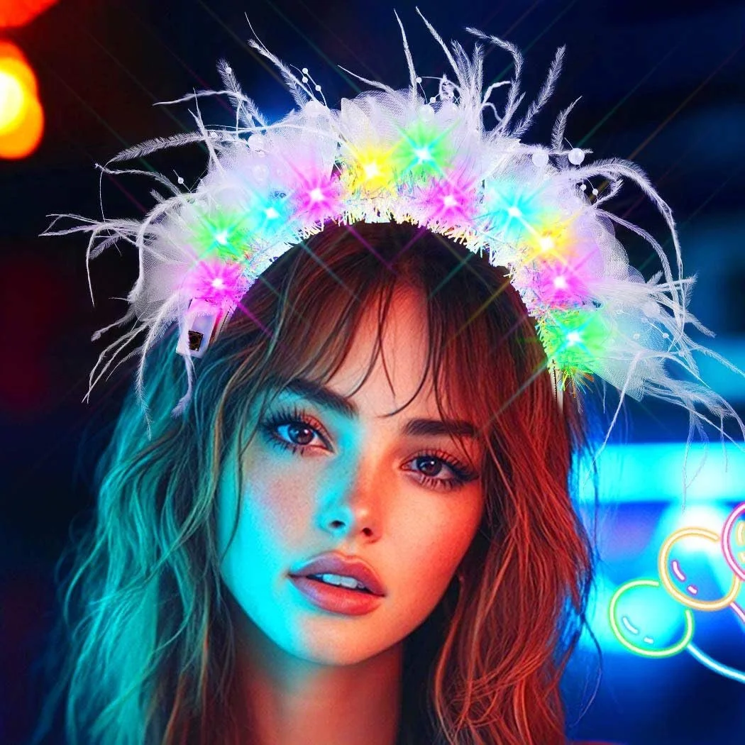 LED Обруч для волосся з пір'ям, фото №2