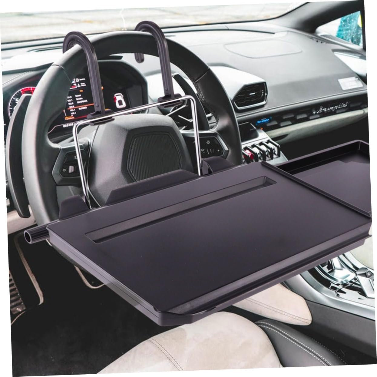 Автомобильный столик с выдвижным ящиком PC пластиковая рама прочный держатель для напитков отделение для планшета портативный органайзер для использования в автомобиле, фото №5