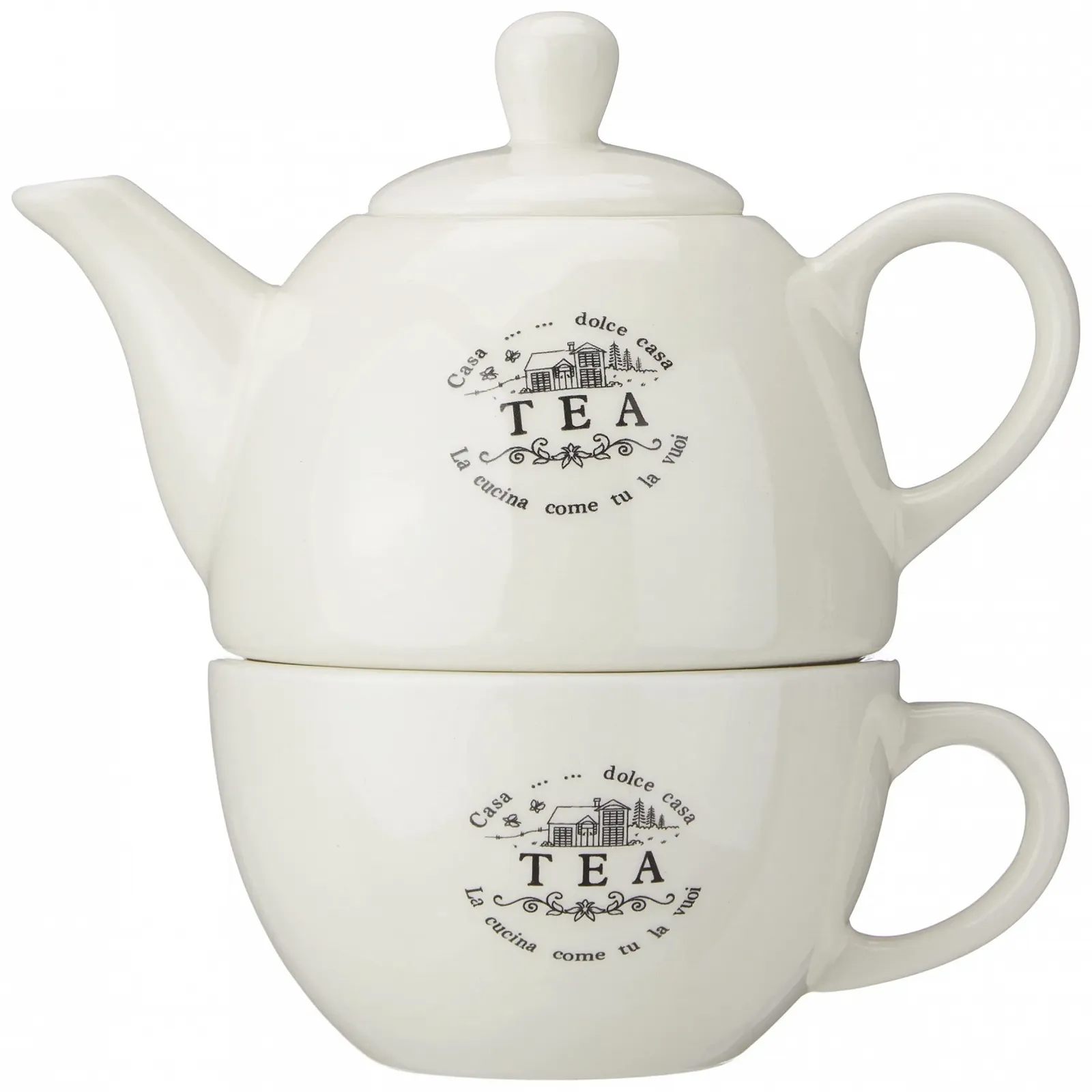 Чайник-заварник Tognana Sweet Campania Home з чашкою, білий, фото №2